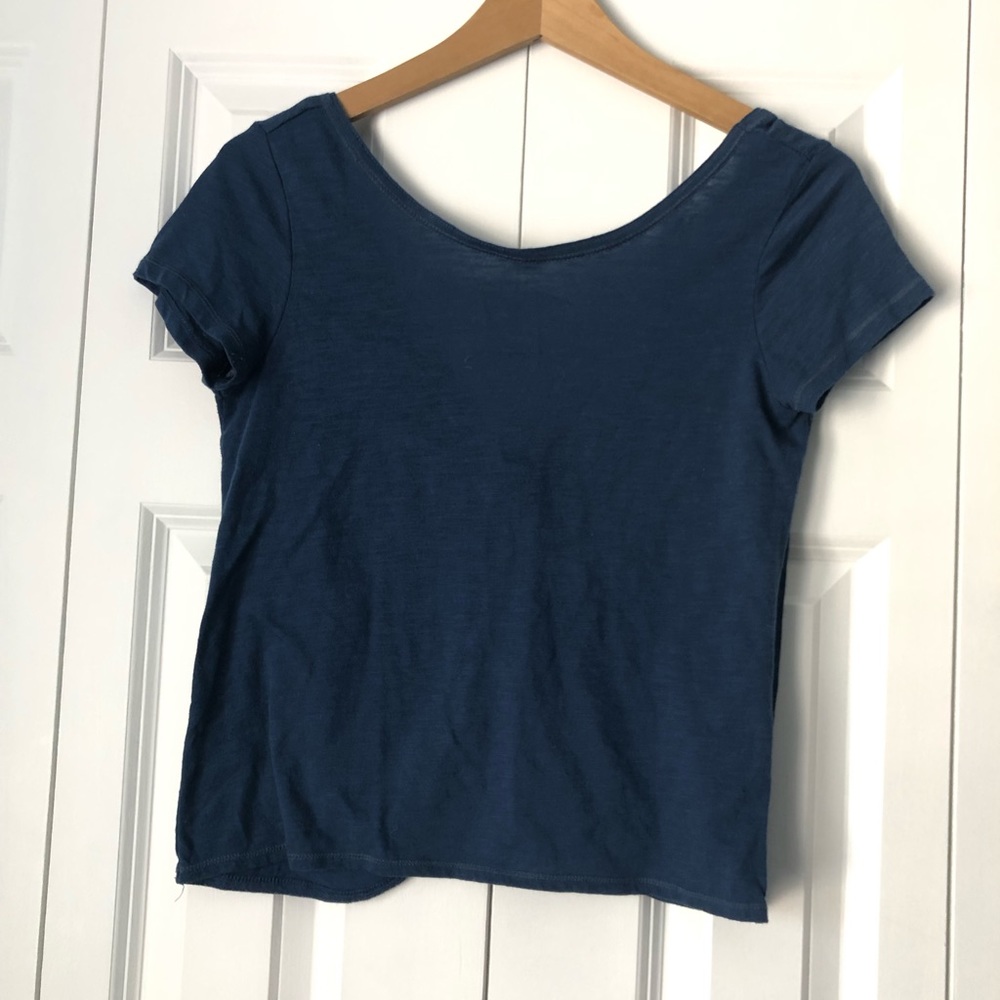 Blue open back crop top